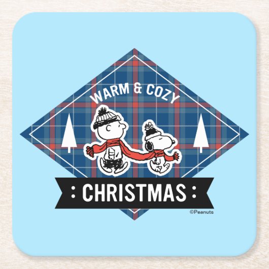 pinda's | Snoopy & Charlie Brown Warm & Cozy Kartonnen Onderzetters (Voorkant)
