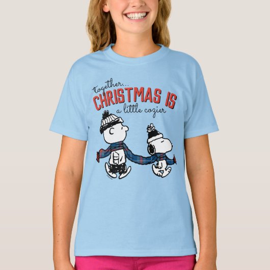 Pinda's| Snoopy & Charlie Brown Winter Scarf T-shirt (Voorkant)