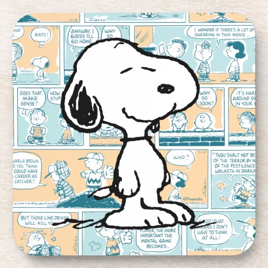 pinda's | Snoopy Comic Pattern Bier Onderzetter (Voorkant)