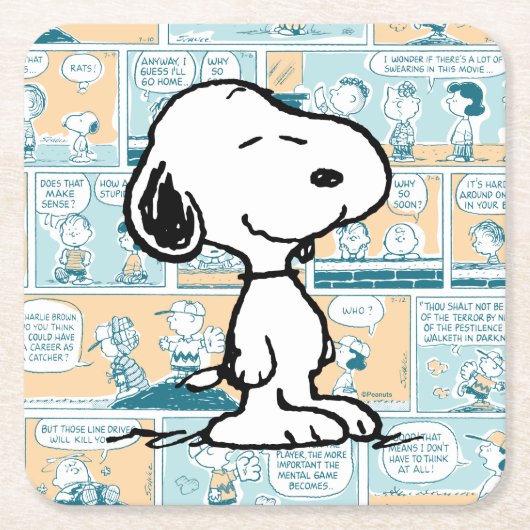 pinda's | Snoopy Comic Pattern Kartonnen Onderzetters (Voorkant)