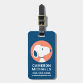 pinda's | Snoopy Dark Blue Deco Dreams Bagagelabel (Voorkant verticaal)