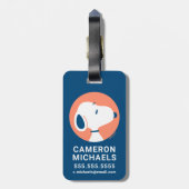 pinda's | Snoopy Dark Blue Deco Dreams Bagagelabel (Achterkant verticaal)