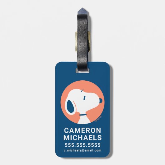 pinda's | Snoopy Dark Blue Deco Dreams Bagagelabel (Achterkant verticaal)