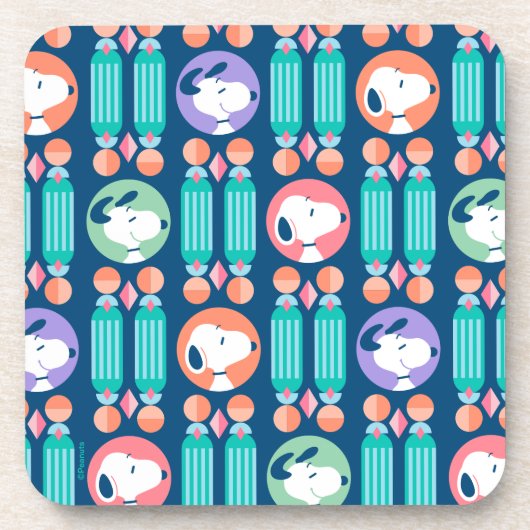 pinda's | Snoopy Dark Blue Deco Dreams Patroon Bier Onderzetter (Voorkant)