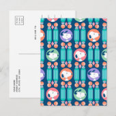 pinda's | Snoopy Dark Blue Deco Dreams Patroon Briefkaart (Voorkant / Achterkant)