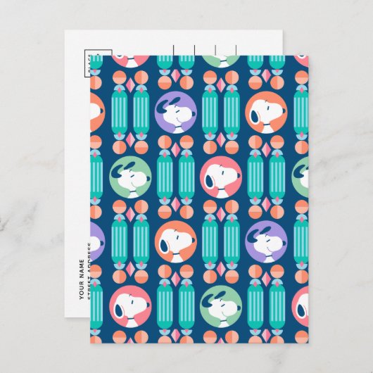 pinda's | Snoopy Dark Blue Deco Dreams Patroon Briefkaart (Voorkant / Achterkant)
