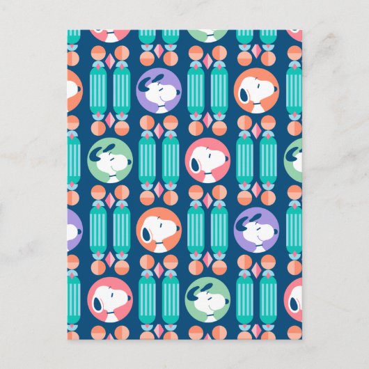 pinda's | Snoopy Dark Blue Deco Dreams Patroon Briefkaart (Voorkant)
