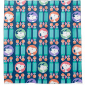 pinda's | Snoopy Dark Blue Deco Dreams Patroon Douchegordijn (Voorkant)