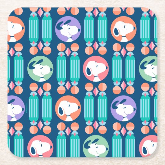 pinda's | Snoopy Dark Blue Deco Dreams Patroon Kartonnen Onderzetters (Voorkant)
