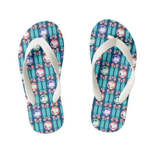 pinda's | Snoopy Dark Blue Deco Dreams Patroon Kinder Teenslippers (Voetbed)