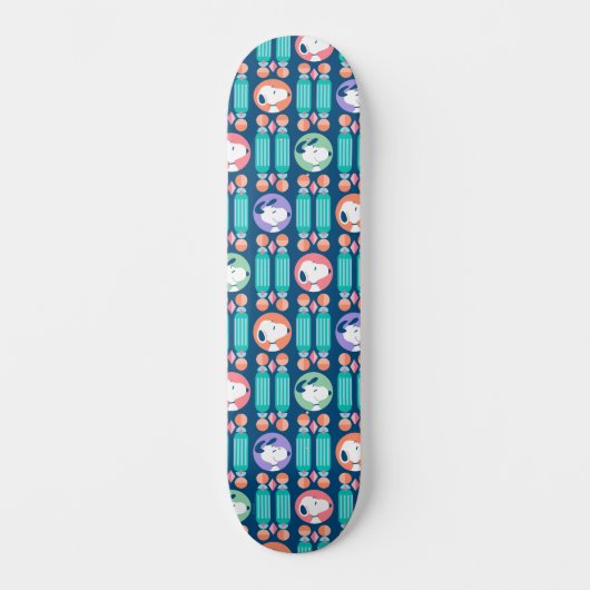 pinda's | Snoopy Dark Blue Deco Dreams Patroon Persoonlijk Skateboard (Voorkant)