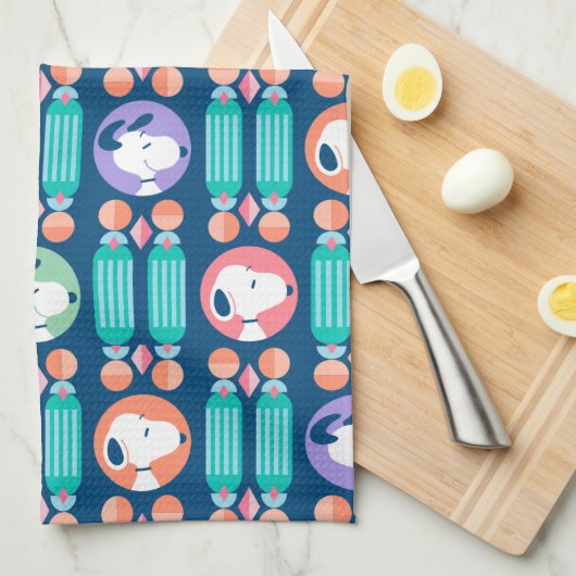 pinda's | Snoopy Dark Blue Deco Dreams Patroon Theedoek (Quarter Fold)