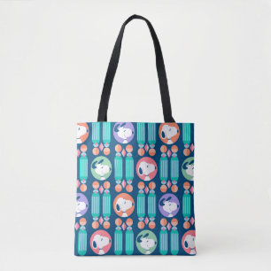 pinda's   Snoopy Dark Blue Deco Dreams Patroon Tote Bag
