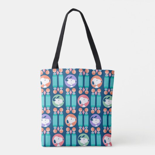 pinda's | Snoopy Dark Blue Deco Dreams Patroon Tote Bag (Achterkant)