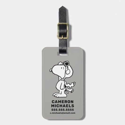 pinda's | Snoopy de Flying Ace BW Bagagelabel (Voorkant verticaal)