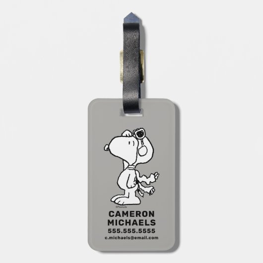 pinda's | Snoopy de Flying Ace BW Bagagelabel (Achterkant verticaal)