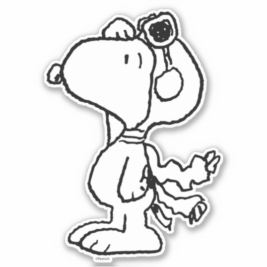pinda's | Snoopy de Flying Ace BW Sticker (Voorkant)