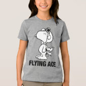 Pinda's| Snoopy de Flying Ace BW Tri-Blend Shirt (Voorkant)