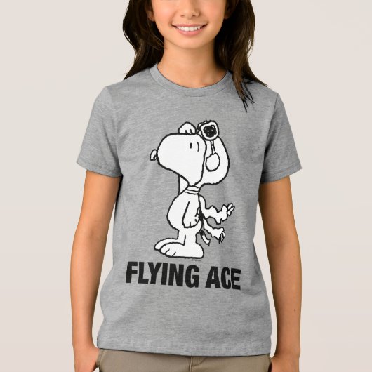 Pinda's| Snoopy de Flying Ace BW Tri-Blend Shirt (Voorkant)