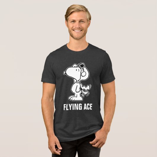 pinda's | Snoopy de Flying Ace BW Tri-Blend Shirt (Voorkant volledig)
