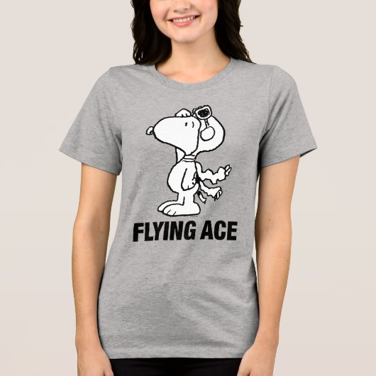 pinda's | Snoopy de Flying Ace BW Tri-Blend Shirt (Voorkant)