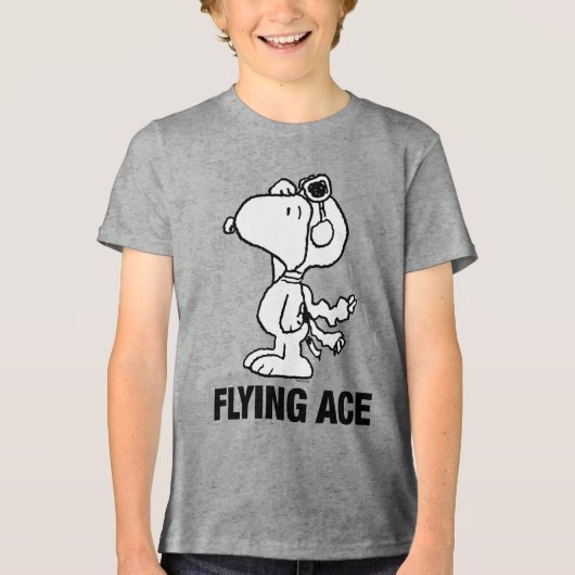 pinda's | Snoopy de Flying Ace BW Tri-Blend Shirt (Voorkant)