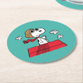 pinda's | Snoopy de Flying Ace Ronde Kartonnen Onderzetter (Gebogen)