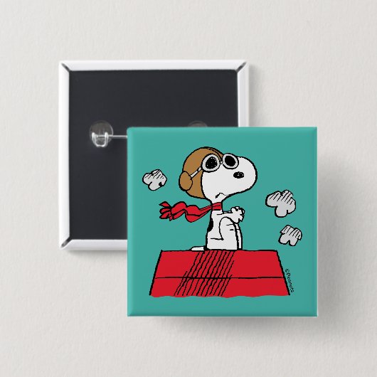 pinda's | Snoopy de Flying Ace Vierkante Button 5,1 Cm (Voorkant /achterkant)