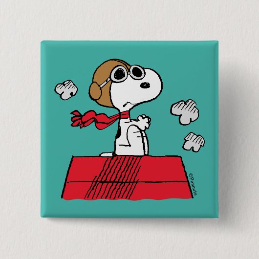 pinda's | Snoopy de Flying Ace Vierkante Button 5,1 Cm (Voorkant)