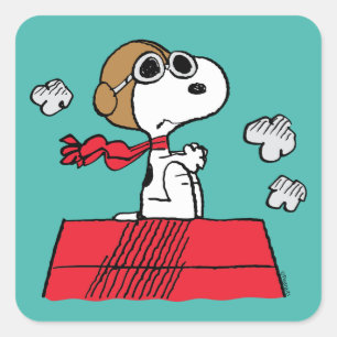 pinda's   Snoopy de Flying Ace Vierkante Sticker