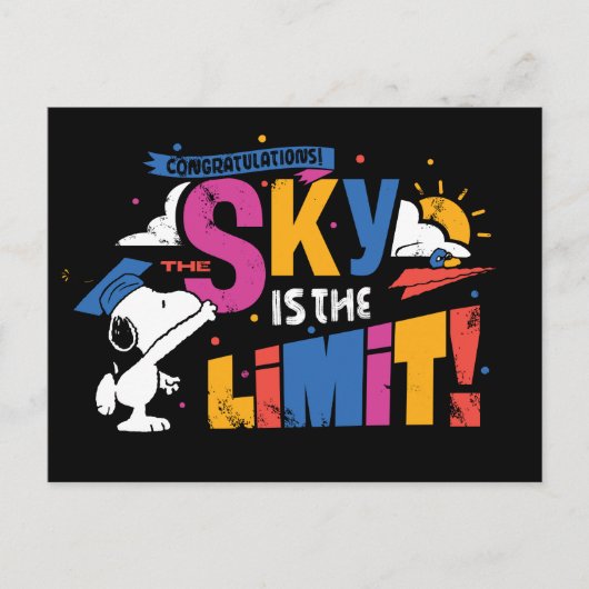 Pinda's Snoopy de Hemel Is de Limiet Afstuderen Briefkaart (Voorkant)