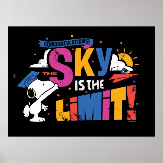 Pinda's Snoopy De Hemel Is De Limiet Afstuderen Poster (Voorkant)