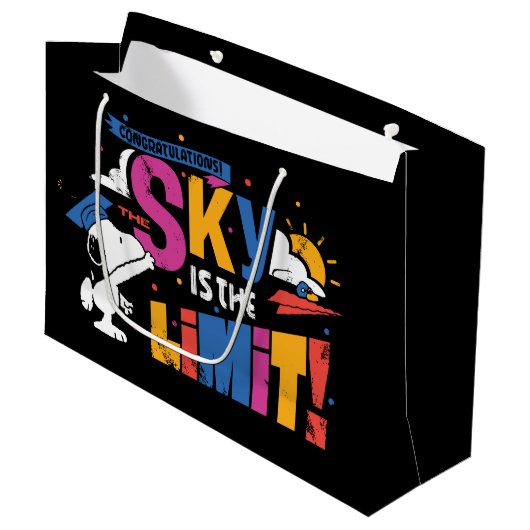 Pinda's Snoopy de lucht is de limiet afstuderen Groot Cadeauzakje (Voorkant Gekanteld)