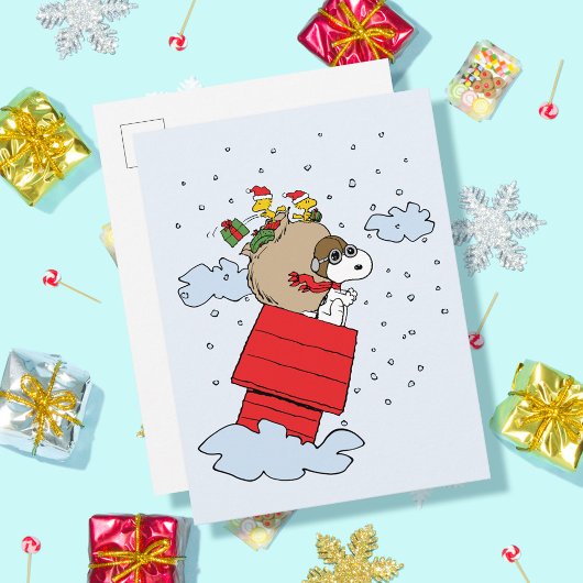 pinda's | Snoopy de vliegende aas met kerst Briefkaart