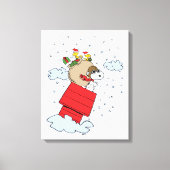 pinda's | Snoopy de vliegende aas met kerst Canvas Afdruk (Voorkant)