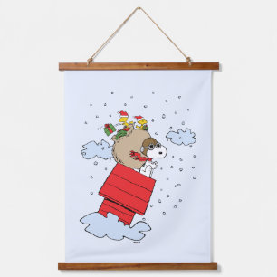 pinda's Snoopy de vliegende aas met kerst Hangend Wandkleed