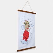 pinda's | Snoopy de vliegende aas met kerst Hangend Wandkleed (Gebogen)