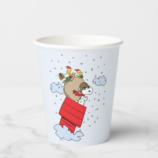 pinda's | Snoopy de vliegende aas met kerst Papieren Bekers (Voorkant)