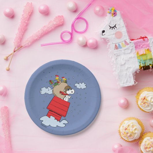 pinda's | Snoopy de vliegende aas met kerst Papieren Bordje (Feest)