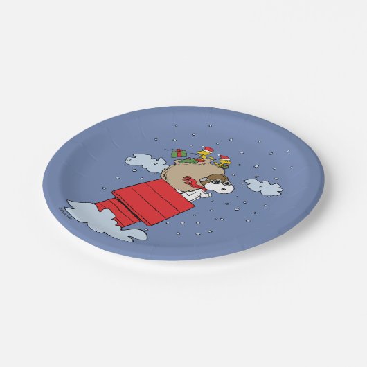 pinda's | Snoopy de vliegende aas met kerst Papieren Bordje (Gekanteld)