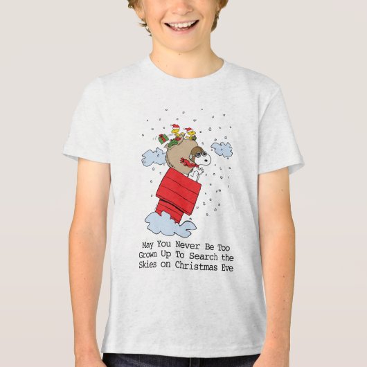 pinda's | Snoopy de vliegende aas met kerst Tri-Blend Shirt (Voorkant)