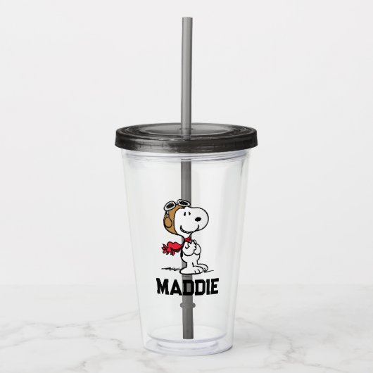 pinda's | Snoopy de vliegende luie Acryl Drinkbeker (Voorkant)