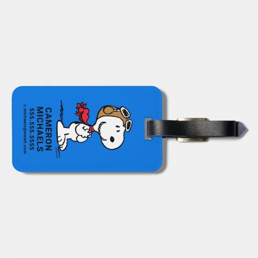 pinda's | Snoopy de vliegende luie Bagagelabel (Achterkant horizontaal)