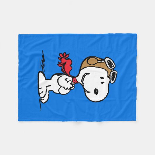 pinda's | Snoopy de vliegende luie Fleece Deken (Voorkant (Horizontaal))