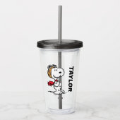 pinda's | Snoopy de vliegende luie | Jouw namen to Acryl Drinkbeker (Voorkant)