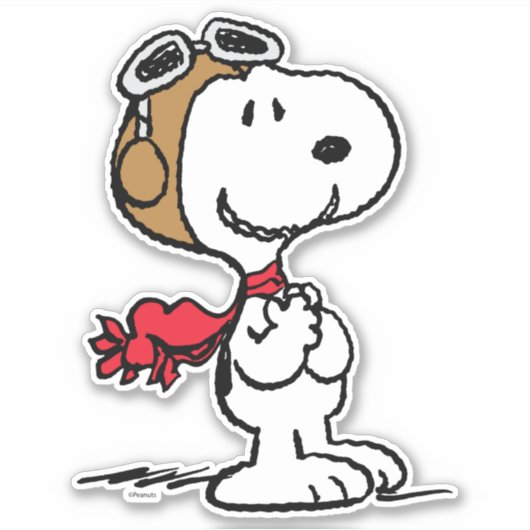 pinda's | Snoopy de vliegende luie Sticker (Voorkant)