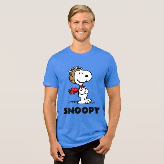 pinda's | Snoopy de vliegende luie Tri-Blend Shirt (Voorkant volledig)
