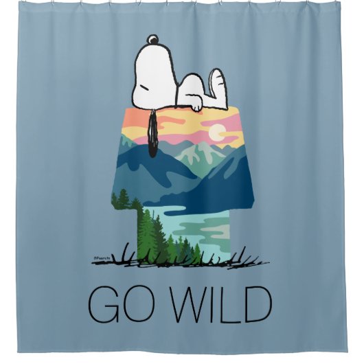 pinda's | Snoopy Dog House Sunrise Douchegordijn (Voorkant)