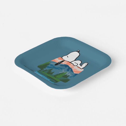 pinda's | Snoopy Dog Sunset Uitzicht Papieren Bordje (Gebogen)
