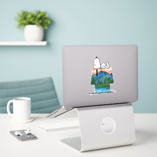 pinda's | Snoopy Dog Sunset Uitzicht Sticker (Laptop op bureau)